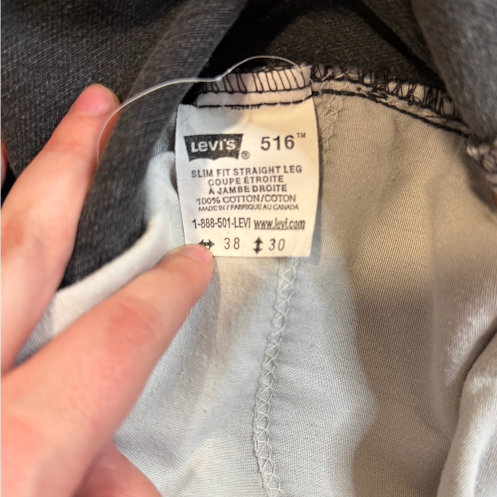 Levi’s 516 Slim Fit Straight Leg Jeans – Black / Charcoal – Made in Canada-38/30 - Picture 4 of 9